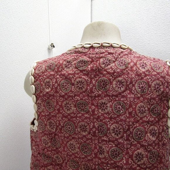 NEW MAISON HOTEL Womens Dylan Shell Trimmed Boho Vest Maroon - Picture 10 of 11